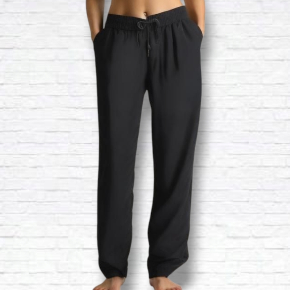 Equipment Black 100% Silk Drawstring Slim Fit Pants Size Small